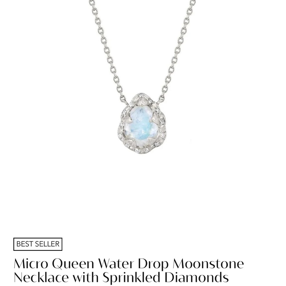 Logan Hollowell Micro Queen Drop Moonstone Necklace with Sprinkled diamonds